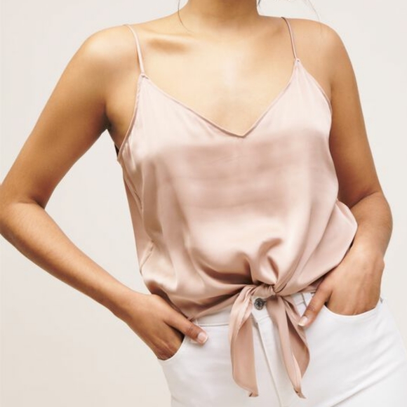 Dynamite Satin Tie Front Cami - Picture 1 of 4